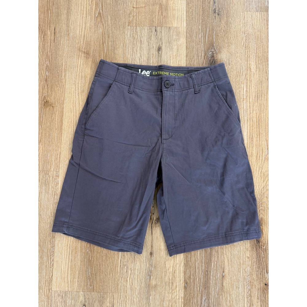 Lee Extreme Motion Shorts Mens 30 Grey Flat Front Stretch Casual Chino Gorpcore